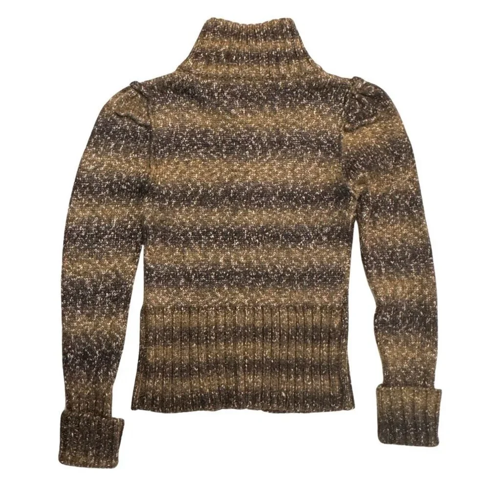 ADRIENNE VITTADINI Wool Blend Cardigan‎ Zip Up Sweater Medium Brown Multicolor